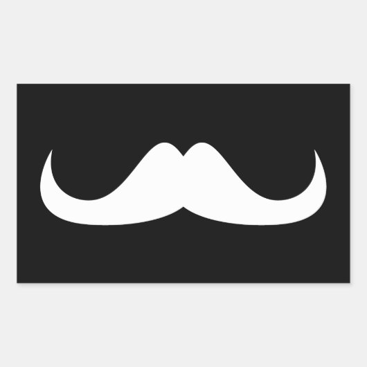 Cool White Handlebar snor op Black Rechthoekige Sticker (Voorkant)