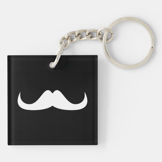 Cool White Handlebar snor op Black Sleutelhanger (Achterkant)