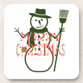 Cool White KerstGreen Snowman Bier Onderzetter (Voorkant)
