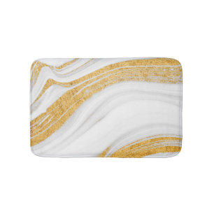 Cool White marble Gold Glitter Badmat