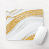 Cool White marble Gold Glitter Muismat (Met muis)