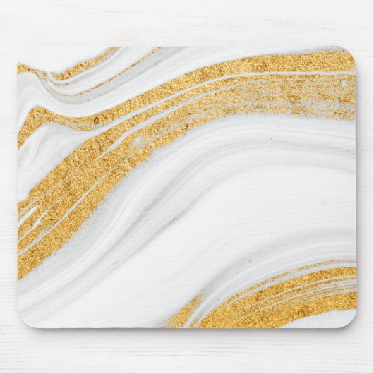 Cool White marble Gold Glitter Muismat (Voorkant)