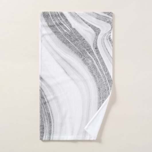 Cool White marble Stone Silver Glitter Bad Handdoek (Handdoek)