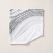 Cool White marble Stone Silver Glitter Bad Handdoek (Wasdoekje)