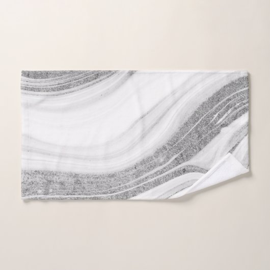 Cool White marble Stone Silver Glitter Bad Handdoek (Handdoek)