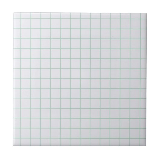 Cool White & Mint Green geruit retro patroon Tegeltje (Voorkant)