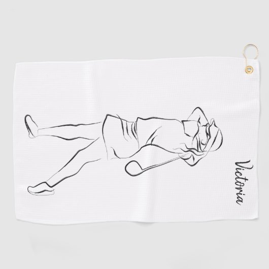 Cool White Modern voegt Jouw naam toe Gepersonalis Golfhanddoek (Horizontaal)