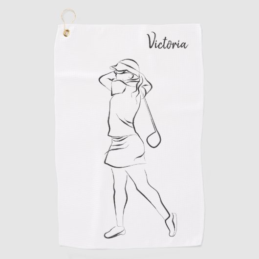 Cool White Modern voegt Jouw naam toe Gepersonalis Golfhanddoek (Voorkant)