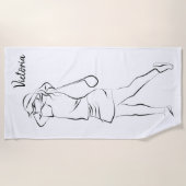 Cool White Modern voegt Jouw naam toe Gepersonalis Strandlaken (Voorkant)