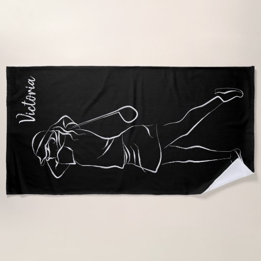 Cool White Modern voegt Jouw naam toe Gepersonalis Strandlaken (Voorkant)