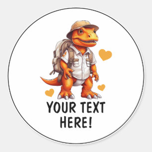 Cool White & Oranje gepersonaliseerde reiziger T-r Ronde Sticker
