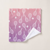 Cool White Retro Tennis Racquets Patroonverloop Bad Handdoek (Wasdoekje)