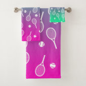 Cool White Retro Tennis Racquets Patroonverloop Bad Handdoek (Insitu)