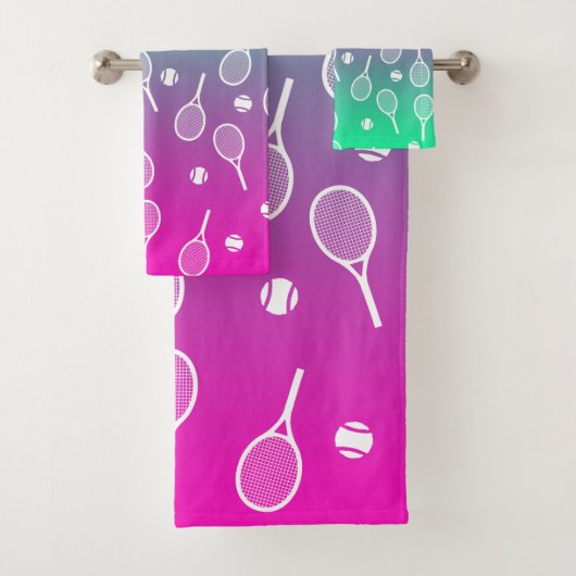 Cool White Retro Tennis Racquets Patroonverloop Bad Handdoek (Insitu)