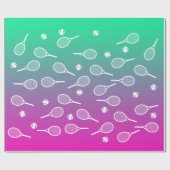 Cool White Retro Tennis Racquets Patroonverloop Cadeaupapier (Vlak)