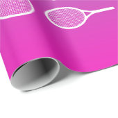 Cool White Retro Tennis Racquets Patroonverloop Cadeaupapier (Rol Hoek)