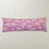 Cool White Retro Tennis Racquets Patroonverloop Lichaamskussen (Achterkant)