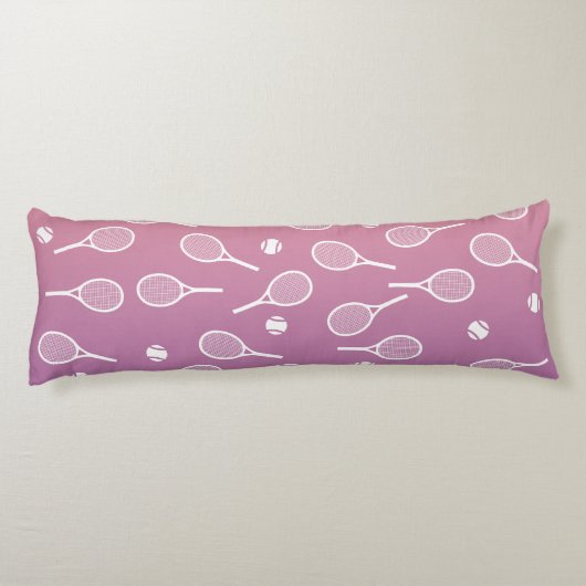 Cool White Retro Tennis Racquets Patroonverloop Lichaamskussen (Achterkant)