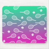 Cool White Retro Tennis Racquets Patroonverloop Muismat (Voorkant)