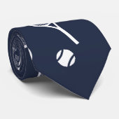 Cool White Retro Tennis Racquets Pattern Blue Stropdas (Opgerold)