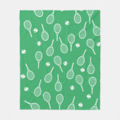Cool White Retro Tennis Racquets Pattern Green Fleece Deken (Voorkant)