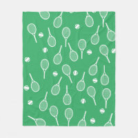 Cool White Retro Tennis Racquets Pattern Green