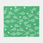 Cool White Retro Tennis Racquets Pattern Green Fleece Deken (Voorkant (Horizontaal))