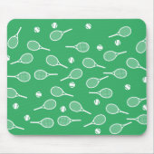 Cool White Retro Tennis Racquets Pattern Green Muismat (Voorkant)