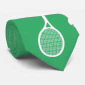 Cool White Retro Tennis Racquets Pattern Green Stropdas (Opgerold)
