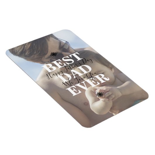 Cool White Scripts Best Dad ever Fathers Day Photo Magneet (Rechterzijde)
