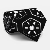 Cool White Star Geïnspireerd patroon op zwarte rui Stropdas (Opgerold)