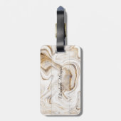 Cool White Stone Marble Texture, Monogram Bagagelabel (Achterkant verticaal)