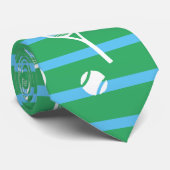 Cool White Tennis Racquets Pattern Stripes Green Stropdas (Opgerold)