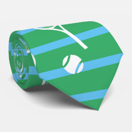 Cool White Tennis Racquets Pattern Stripes Green Stropdas