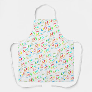 cool whiteapron met patroon van kleurennamen schort