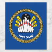 COOL! Wijnfles Etiket -Bowling- Bowler- Naam toevo (Enkel label)