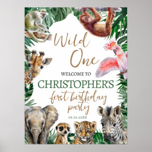 Cool Wild Animals Verjaardagsfeestje Welkom Poster