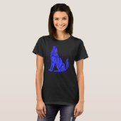 Cool Wild Blue Wolf Howling Wildlife Dieren Wolve T-shirt (Voorkant volledig)