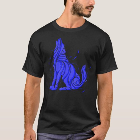 Cool Wild Blue Wolf Howling Wildlife Dieren Wolve T-shirt (Voorkant)