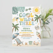Cool Wild & Drie Zomerstrand 3e Verjaardag Kaart (Staand voorkant)