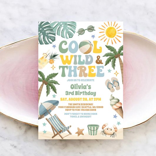 Cool Wild & Drie Zomerstrand 3e Verjaardag Kaart