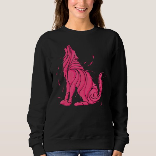 Cool Wild Roze Wolf Howling Wildlife Dieren Wolve Trui (Voorkant)