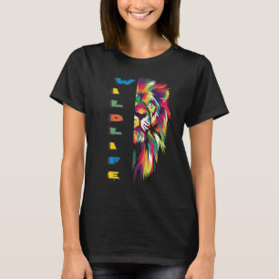 Cool Wilde Dieren Kleurrijke Leeuwenkop Pop Stijl T-shirt