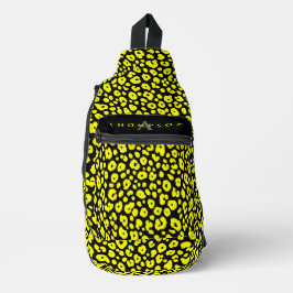 Cool Wilde Zwarte En Gele Stijlvolle Jachtluipaard Sling Bag