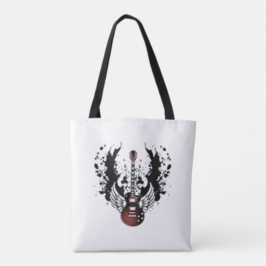 Cool Winged Guitar Rock Music Rockabilly Musician Tote Bag (Achterkant)