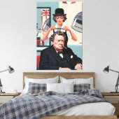 Cool Winston Churchill Canvas Afdruk (Insitu (Slaapkamer))
