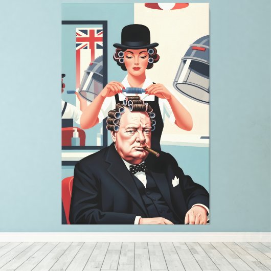 Cool Winston Churchill Canvas Afdruk (Insitu (Houten vloer))