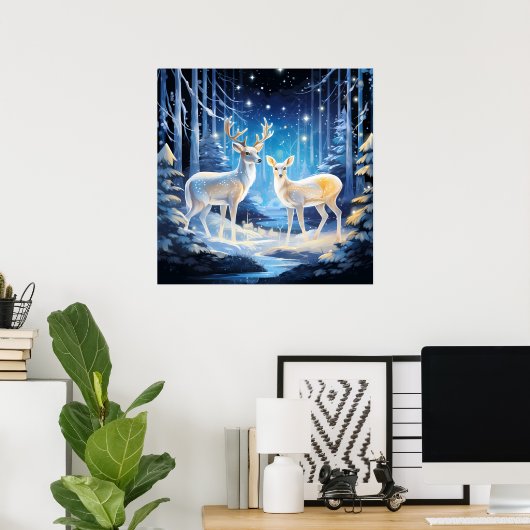 Cool Winter hertenliefhebbers Poster (Thuiskantoor)