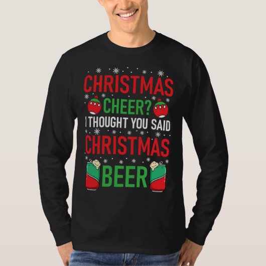 Cool Winter Holiday  Beer Drinking  Christmas Humo T-shirt (Voorkant)