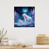Cool Winter wolf liefhebbers Poster (Keuken)